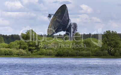 satellite dish aimed at the sky