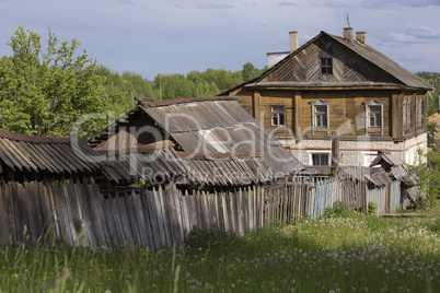 Old wooden houses, in Myshkin city, Russia.