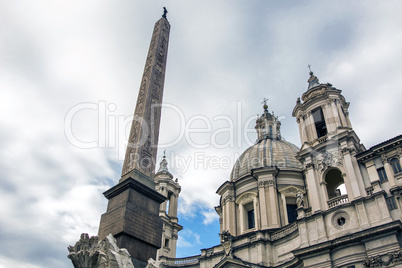Egyptian obelisk and Sant Agnese Church in Rome