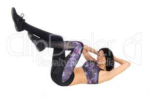 Exercising woman making push ups.