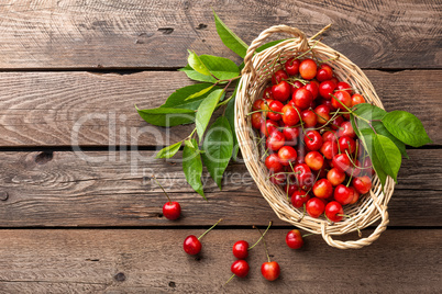 Sweet cherry in basket