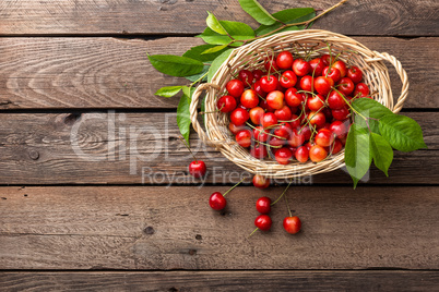 Sweet cherry in basket