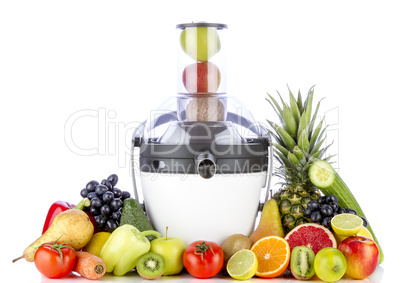 Fruits and vegetables for juice with electric juicer