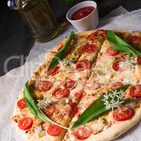 vegetarian wild garlic pizza