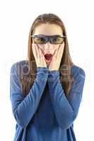 Teenager watching a 3D movie with 3D glasses