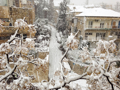 Rare Snowstorm in Jerusalem.