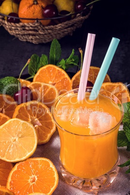 Orange lemonade with lemon and mint