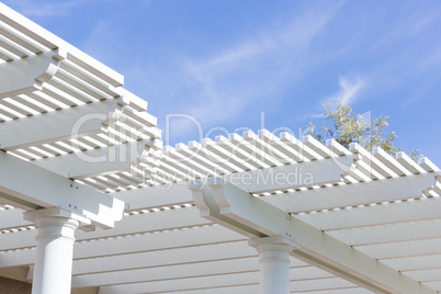 Beautiful House Patio Cover Against the Blue Sky.