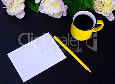 Empty white sheet of paper and yellow pencil