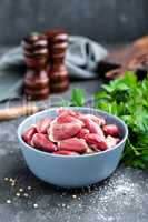 raw chicken hearts