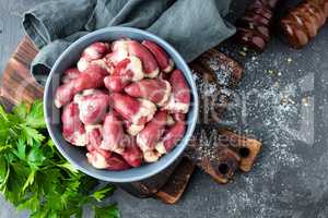 raw chicken hearts