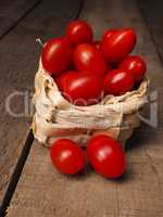 Organic grape tomatoes in a basket