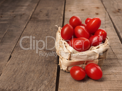 Organic grape tomatoes in a basket