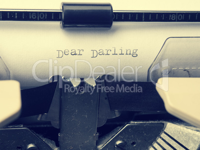 Vintage letter with the words Dear Darling