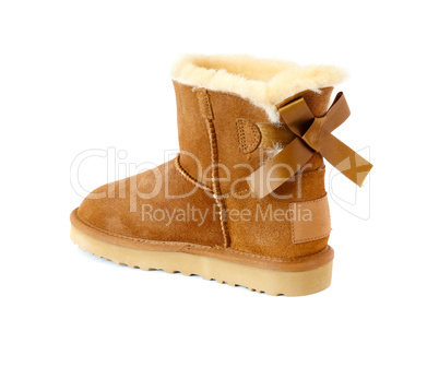 ugg with fur, isolated on white