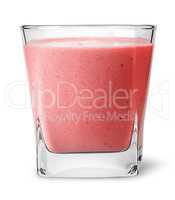 Banana strawberry smoothies in glass