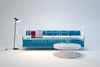 Living-room interior in minimalism style 3d render