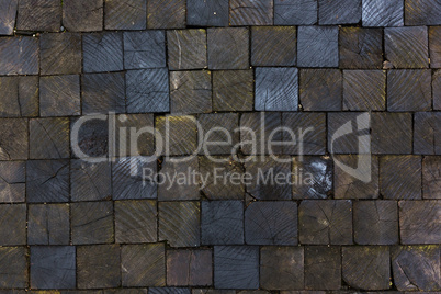pavement texture made of wooden blocks