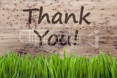 Bright Wooden Background, Gras, Text Thank You