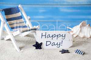 Summer Label With Deck Chair And Text Happy Day