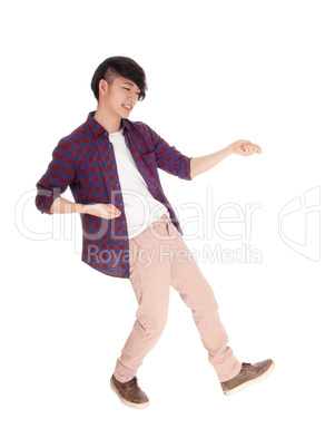 Asian man dancing.