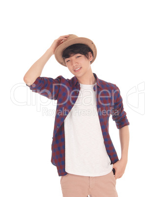 Handsome Asian man with hat.