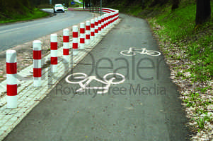 the Cycling route, bike lane, markings on the road, footpath, bike infrastructure