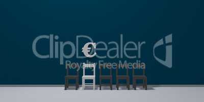 euro symbol and row of chairs - 3d rendering