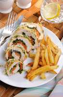 Chicken breast roll with spinach and carrots