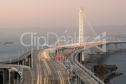 San Francisco-Oakland Bay Bridge Eastern Span at Dusk.