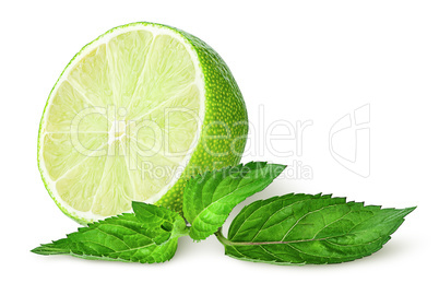 Half lime and sprig of mint