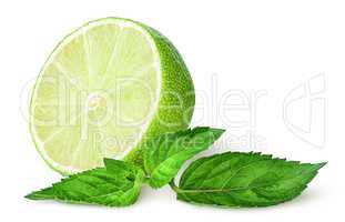 Half lime and sprig of mint