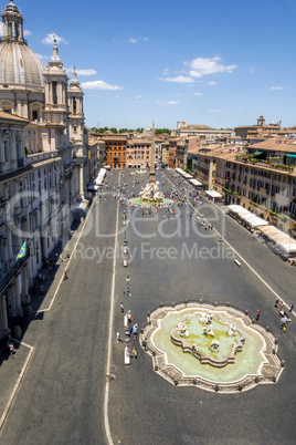 Aerial view of Piazza Navona in Rome. Touristic attraction