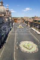 Aerial view of Piazza Navona in Rome. Touristic attraction