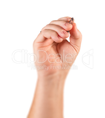 Male Hand Holding Drafting Pencil In Drawing Position Isolated o