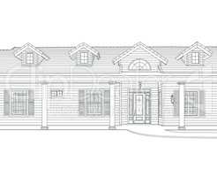 Custom Black Pencil House Drawing on White Background.