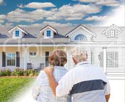 Senior Couple Looking At New House Drawing Gradating Into Photog