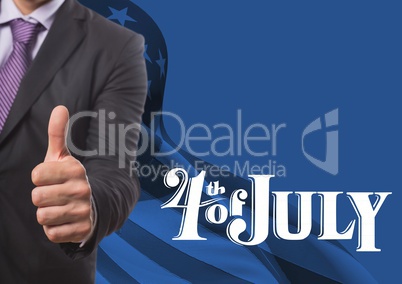 Business man with thumb up for the 4th of july