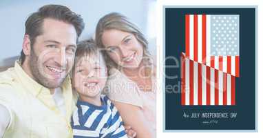 Family Independence Day with USA flag