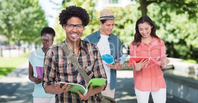 College students against blurry campus