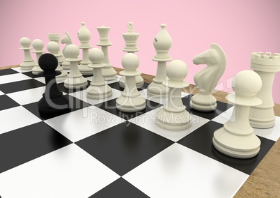 3d Chess pieces against pink background