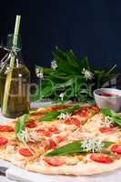 vegetarian wild garlic pizza