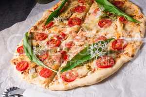 vegetarian wild garlic pizza