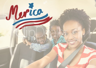 Smiling Family in a car