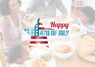 Happy family having lunch for independence day