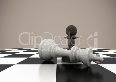 3d Chess pieces against brown background