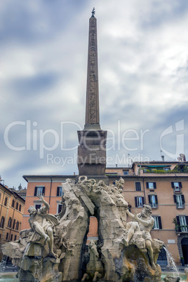 Four rivers fountain in Piazza Navona, Rome, Italy