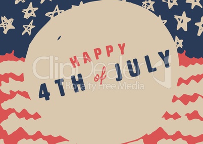 Slanted fourth of July graphic against hand drawn american flag