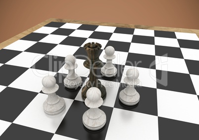 3D Chess pieces against brown background