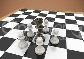 3D Chess pieces against brown background